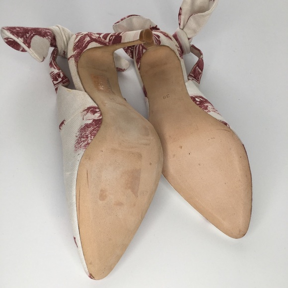 Carvan Red Off White Print Back Bow Heel 6 - Picture 6 of 6